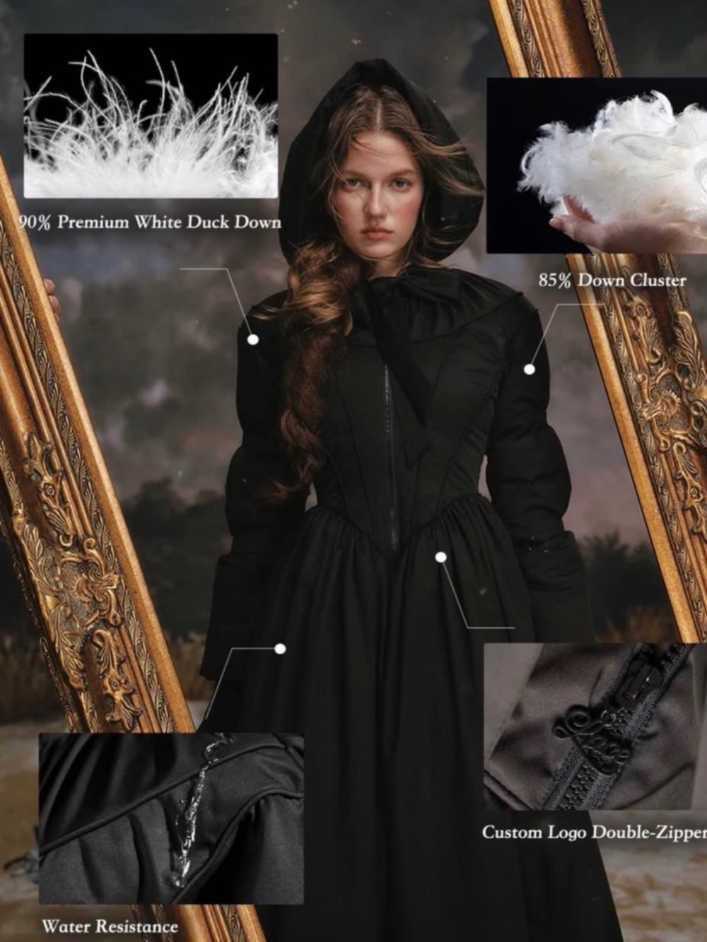 LaceMade Black Warrior Down Coat (Black) - Picture 5 of 5
